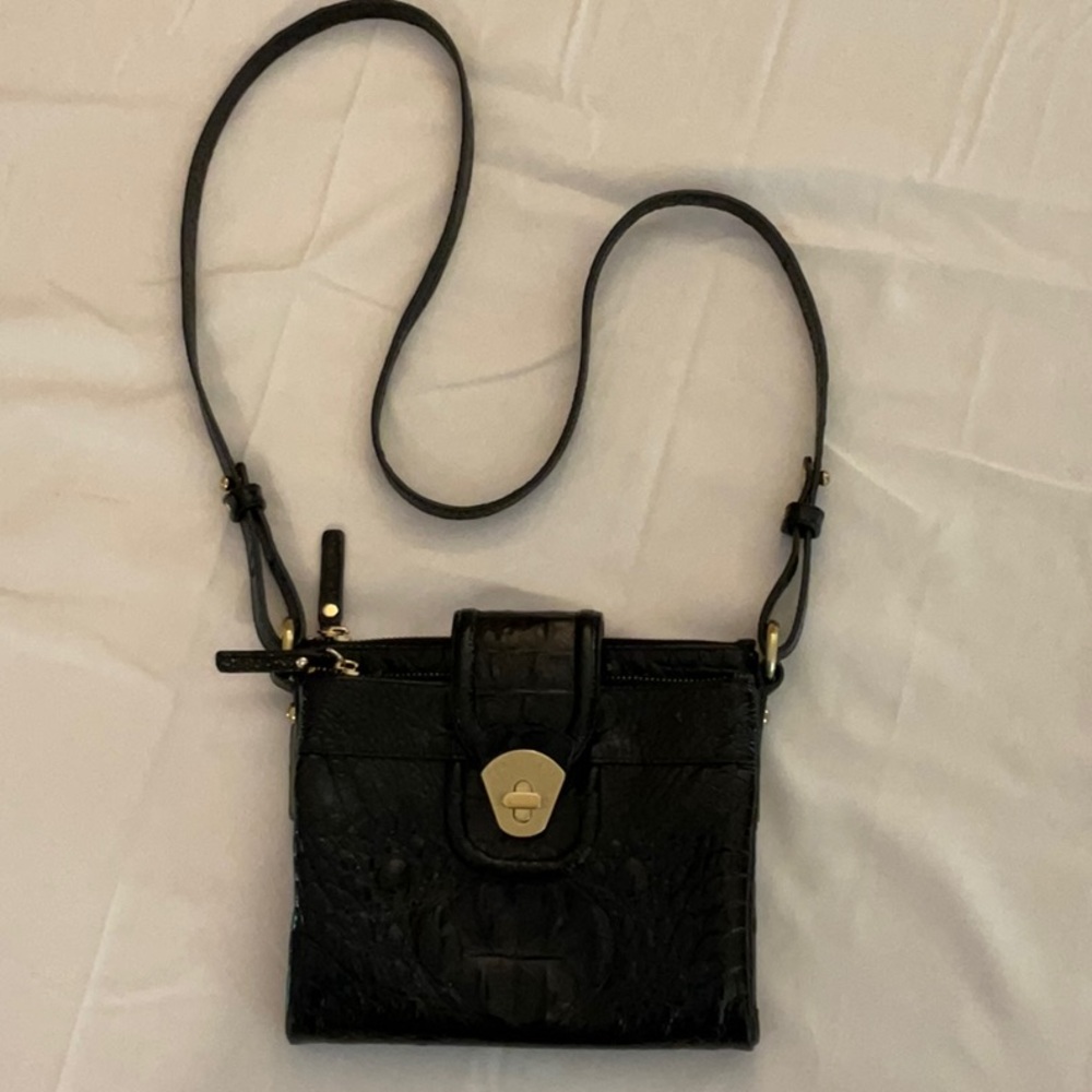 Brahmin Mojito Crossbody Purse, Black with Taupe/Tan interior
